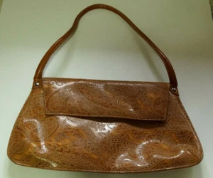 DICE Tooled Vegan Leather Handbag Multi-Tone Brown Purse Shoulder Bag Hippie - Picture 1 of 5