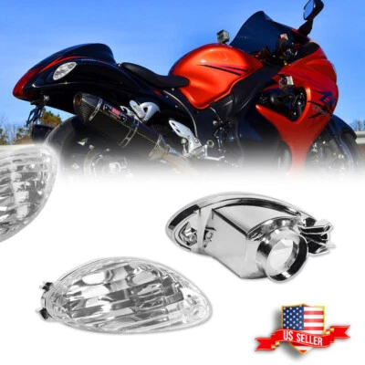 Luzes de seta traseiras lentes transparentes cromadas SUZUKI Hayabusa GSX1300R para 2008-2020 - Imagem 1 de 4