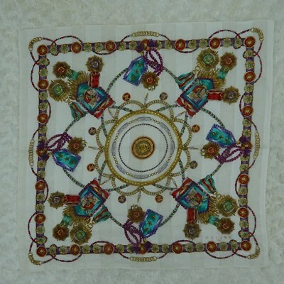 N385 CELINE Blanco Algodón Bufanda Bufandas Bolsillo Cuadrado 19.5" X 19.5" Foto 1 de 4