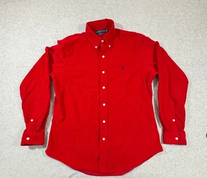 Ralph Lauren Shirt Mens Large Red Corduroy Custom Fit 100% Cotton Button Down - Picture 1 of 7