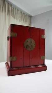 Antiker Chinesischer Schrank Hochzeitsschrank Schmuckschrank Kasten rot gold - Bild 1 von 9