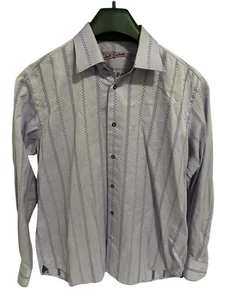 Camisa para hombre Robert Graham talla grande geométrica púrpura manga larga 100 % algodón - Imagen 1 de 5