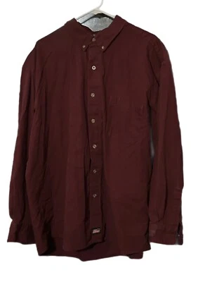 Camisa de Trabajo Dickies Manga Larga Borgoña XXL Bolsillos Frontales Botones Liberación de Manchas Foto 1 de 4