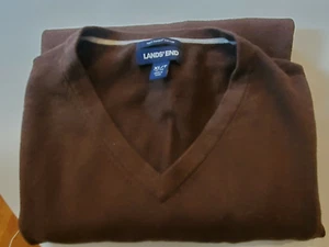 100% Cotton Lands End Men’s Sz XL 46-48 Brown Sweater A43* - Picture 1 of 5