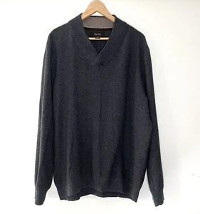 Tasso Elba Sweater Mens Large Gray Waffle Knit Cotton V-neck Preppy Grandpa - Picture 1 of 4