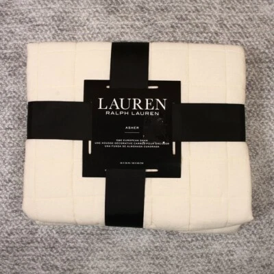 Lauren Ralph Lauren Asher Euro Sham acolchoado marfim 100% algodão - Imagem 1 de 3