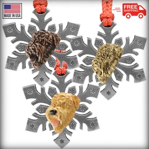 Pewter Dog Wheaten Terrier Snowflake Christmas Tree Ornaments, Made in the USA - Picture 1 of 4
