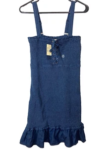 Aeropostale Blue Sundress Women's S/M Size Smocked Denim Sleeveless New w/ tags - Picture 1 of 5