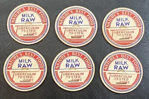 Milk Bottle Cap Antique Raw Milk Natures Best Food Qty 6 Circa 1950 - Picture 1 of 2