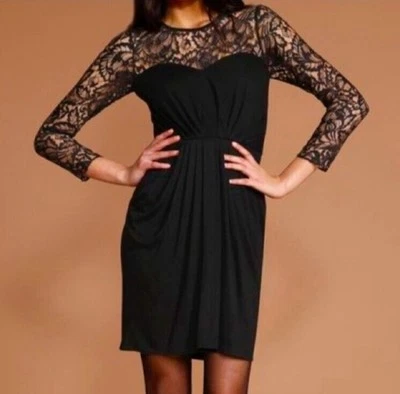 SHOSHANNA Lilleth Lace Long Sleeve Sweetheart Neckline Cocktail Dress Sz 8 - Image 1 of 4