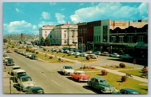Macon, GA Postcard - Historic Downtown Third Street with Classic Cars - Picture 1 of 2