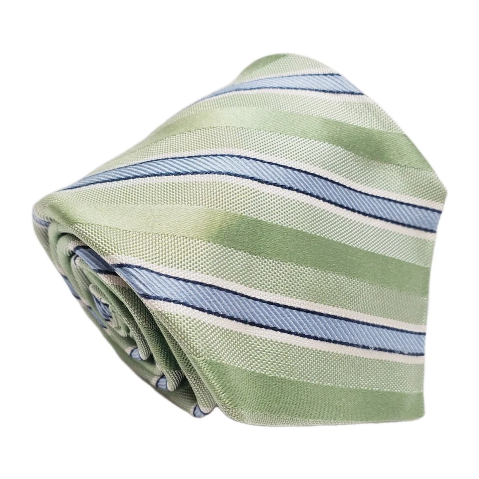 Corbata Daniel Cremieux patrón de rayas verdes y azules para hombre corbata de seda Foto 1 de 4