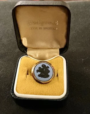 Wedgwood England Blue Jasperware Cupid Tie Tack Pin | 5 Micron Gold Plated | Ori - Image 1 of 4