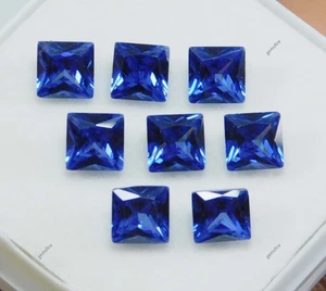 Blue Sapphire CERTIFIED Square Cut Ring Size 8 PCS Natural Loose Gemstone Lot - Picture 1 of 9