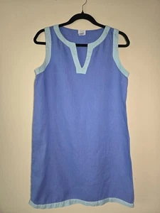 Sigrid Olsen Blue Linen Sleeveless Dress Sz Small Nautical Coastal Timeless - Picture 1 of 7