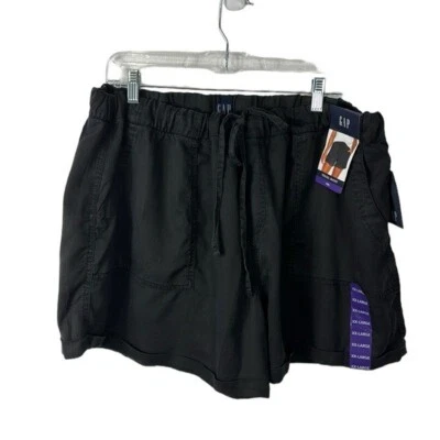 GAP Shorts Women's XXL True Black Tencel Drawstring Cuffed NWT Inseam 4" 7350 - Image 1 of 4