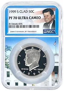 1999 S Kennedy Clad Half Dollar NGC PF70 Ultra Cameo White House Picture Core - Picture 1 of 2