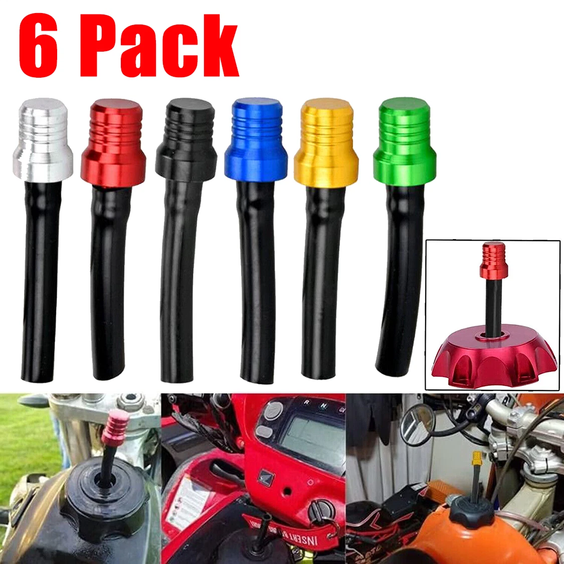 JFG RACING 6 Piezas De Tapa De Gasolina Para Motocicleta, Tubo De