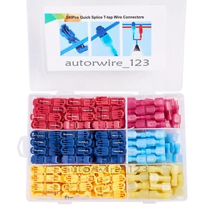 240PC Insulated T-Taps Wire Connectors Terminal 22-10 AWG Quick Splice Combo Set - Picture 1 of 13