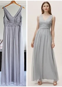 Anthropologie BHLDN Kia - Chiffon Pleated Bodice Maxi Bridesmaid Dress, Blue, M - Picture 1 of 12