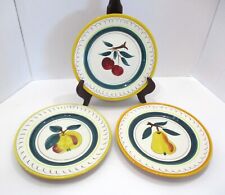 3 Stangl Pottery 8" Luncheon Plates Fruit Pattern Hand Painted Trenton NJ Unused