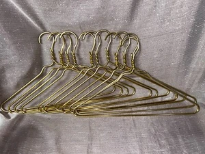 Set of 11 Vintage Shiny Gold Thick Twisted Metal Clothes Hangers - Picture 1 of 3
