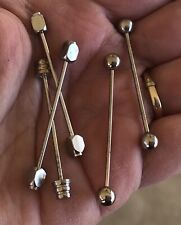 Vintage Mens Silver Tone Threaded Bar Bell Jewelry Assortment (5) #MG38