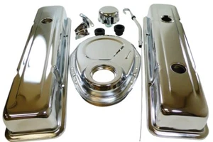 78-86 Cromo SBC Bloque Pequeño Chevy GM Kit de Vestir 305-350 Cubierta de Válvula Corta - Imagen 1 de 6