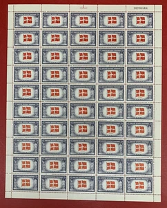 U.S., Scott #920a, Sheet of 50, Denmark, Reverse Printing of Flag Colors - Picture 1 of 2