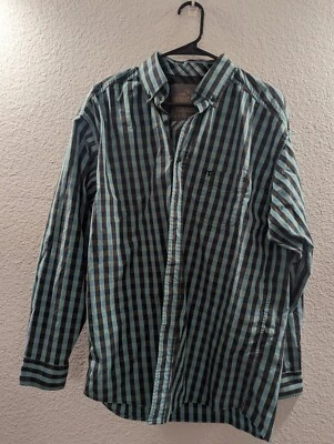 Camisa de vestir Panhandle para hombre talla MButton Up manga larga a cuadros Foto 1 de 4