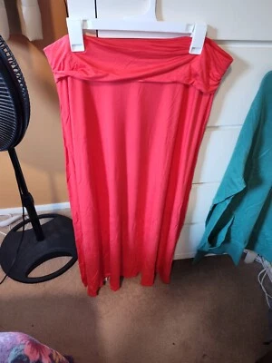 LISA RINNA BELLE GRAY MAXI SKIRT WITH ROLLOVER WAIST SIZE LARGE HIBISCUS NEW... - Image 1 of 4