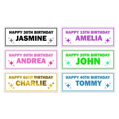 BANNER PERSONALIZADO FELIZ CUMPLEAÑOS PARED EDAD NOMBRE Foto 1 de 4