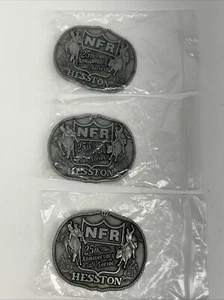National Finals Rodeo Hesston 25 Anniversary 1959-1983 NFR Cowboy Buckle 1st. Ed - Picture 1 of 8