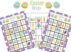 Easter Bingo 8 Cards Game 2024 Holiday PDF High Quality File fun Holidays