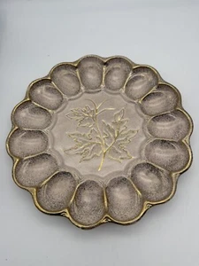 MCM Vintage California Originals Deviled Eggs Plato Rosa y Dorado Salpicaduras #703 - Imagen 1 de 8