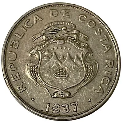 1937 Costa Rica 25 Centimos B.N.C.R World Coin America Central KM 175 Lot B1-107 - Image 1 of 4