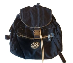 Kipling Backpack Small Charcoal Pockets Adjustable Drawstring Logo Minimalist - Picture 1 of 11