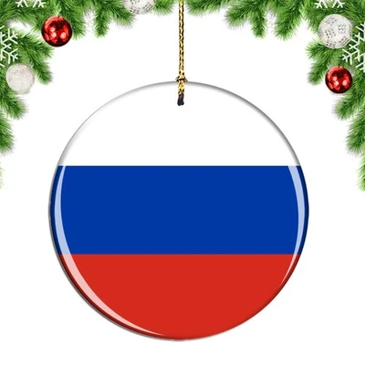 Russia Flag Round Christmas ornament city travel souvenir - Image 1 of 3