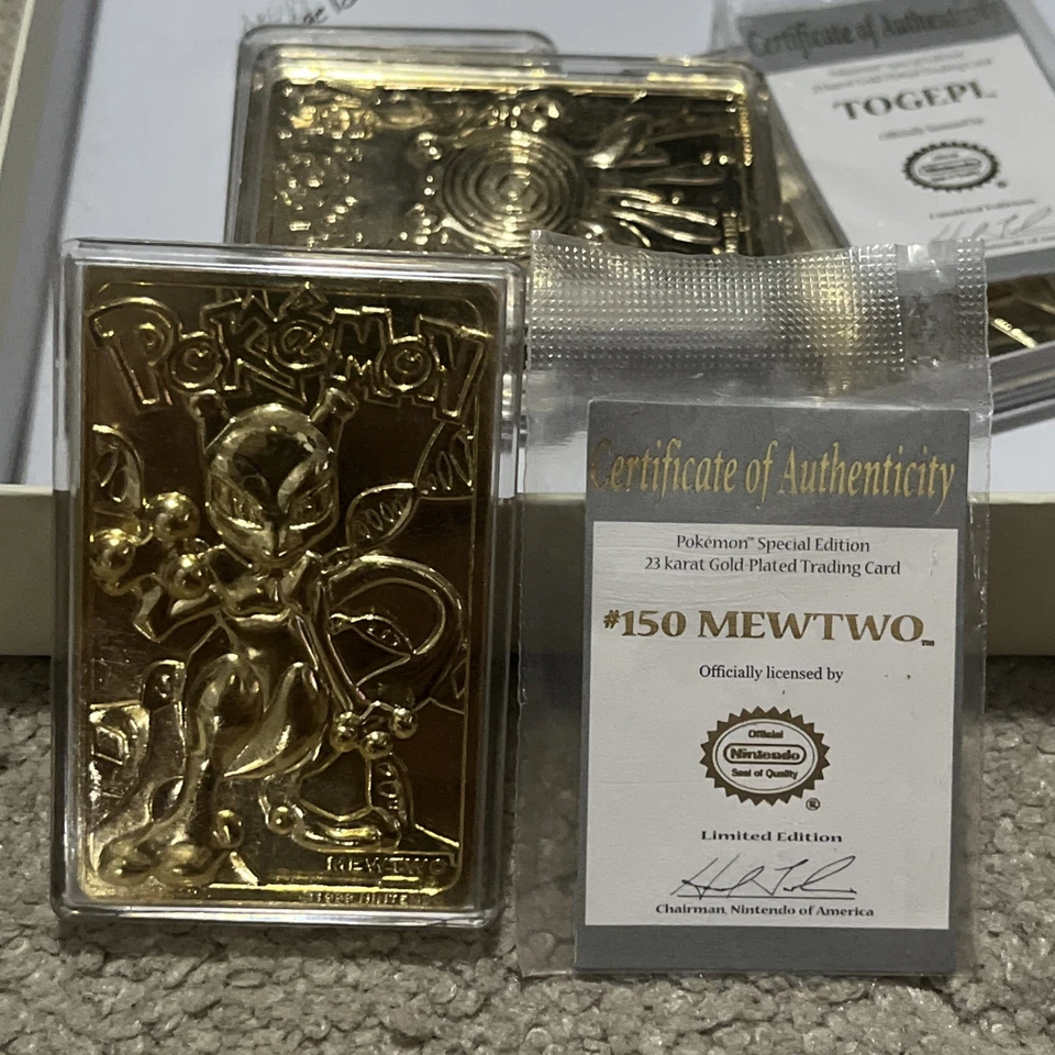 Tarjeta Burger King 1999 Pokemon MEWTWO 23k chapada en oro con certificado de auténtica Foto 1 de 4