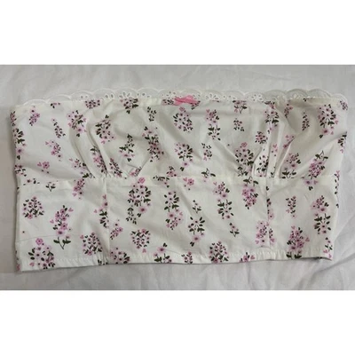 Nuevo con etiquetas Talla M Crochet Encaje Estampado Floral Tubo Top Coqueta Rosa Jardín Fiesta del Té Chica Foto 1 de 4