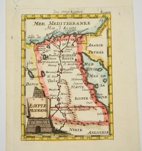 Original Hand Coloured Engraved Map of Egypt. "Egypt Moderne" Mallet ca1685 - Picture 1 of 2