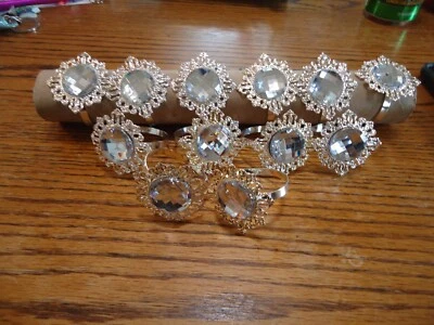 12 servilleteros de metal de 2" grandes estrás de cristal fiesta eventos decoración Foto 1 de 4