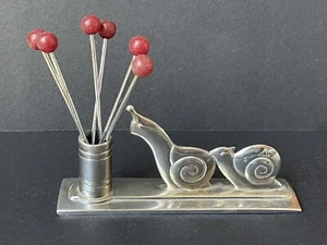 Charmant Porte pique Escargot - Art Déco métal chromé - Vintage - Picture 1 of 5