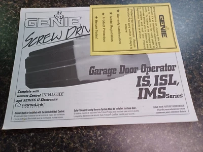 Genie Screw Drive Garage Door Opener Operator User Manual Only IS ISL IMS Series - Image 1 of 3
