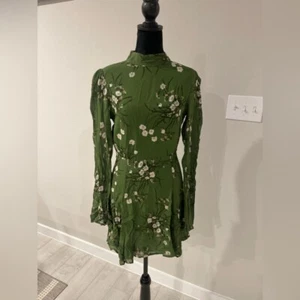 NWT Reformation Persis Dress in lomita green floral mockneck long sleeve US 8 - Picture 1 of 7
