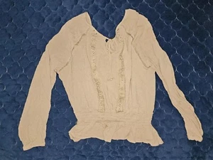 Girls Brown 3/4 Sleeve Shirt Youth Size Large Ambiance Keyhole Tie Front - Picture 1 of 5