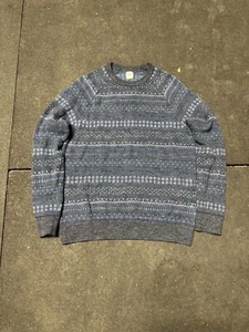 Vintage GAP Chunky Knit Sweater Mens L Multicolor Geometric Winter Blue Pattern - Picture 1 of 4