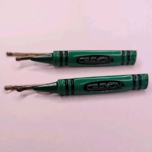 Vtg Crayon Hair Barrettes Green Set Crayon 70s 80s Little Girl Dolls School USA - Picture 1 of 3