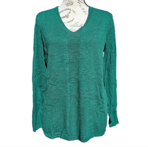 J. Jill Women's Emerald Green V-Neck Tunic Lightweight Sweater Size Medium - Picture 1 of 7