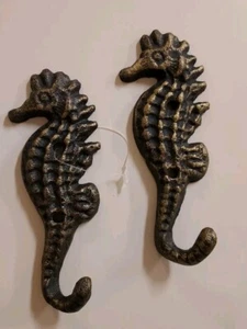 Nautical CAST IRON SEA HORSE TROPICAL ANCHOR BEACH TOWEL HOOK Kitchen Home Decor - Picture 1 of 3